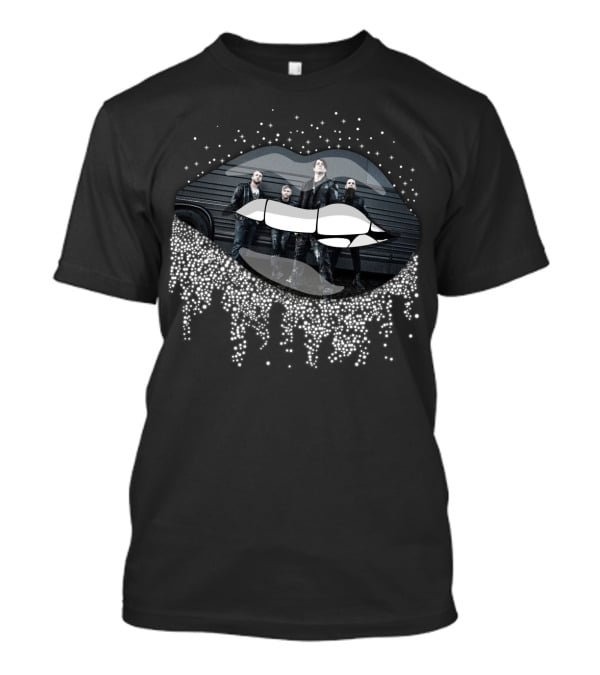 Three Days Grace Band Metallic Lips With Sparkling Silver Effect T-Shirt