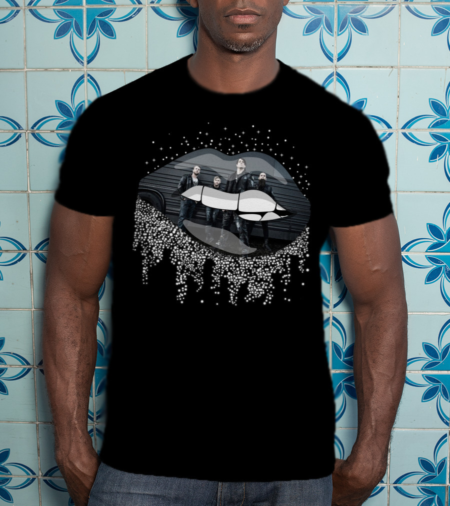 Three Days Grace Band Metallic Lips With Sparkling Silver Effect T-Shirt