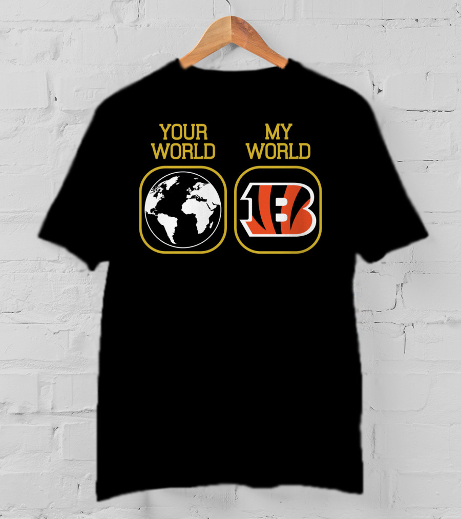 Your World My World Bengals 5 Earth Map Football T-Shirt