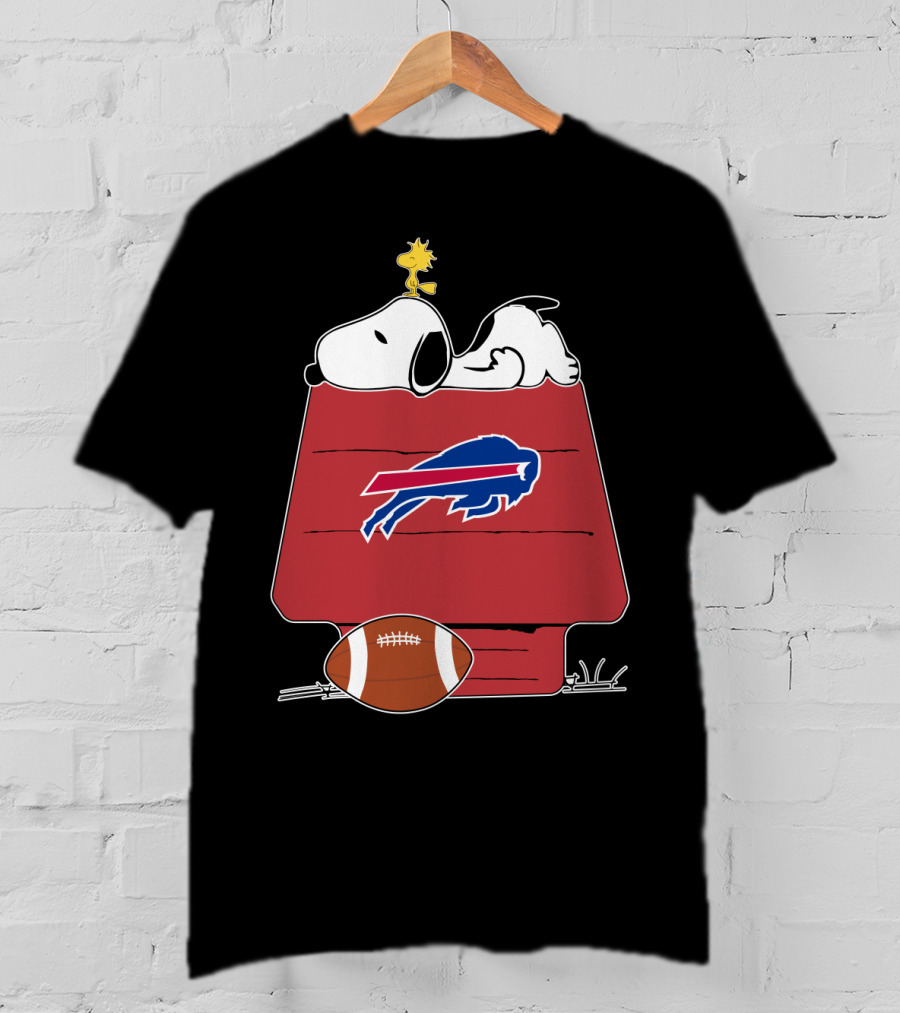 Snoopy Buffalo Bills Football Doghouse With Woodstork T-Shirt