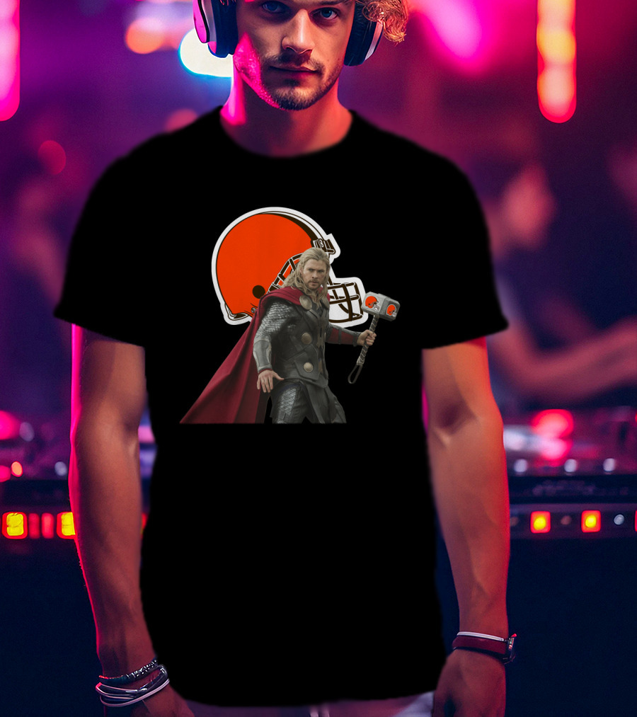 Cleveland Browns Thor Crossover Helmet And Hammer T-Shirt