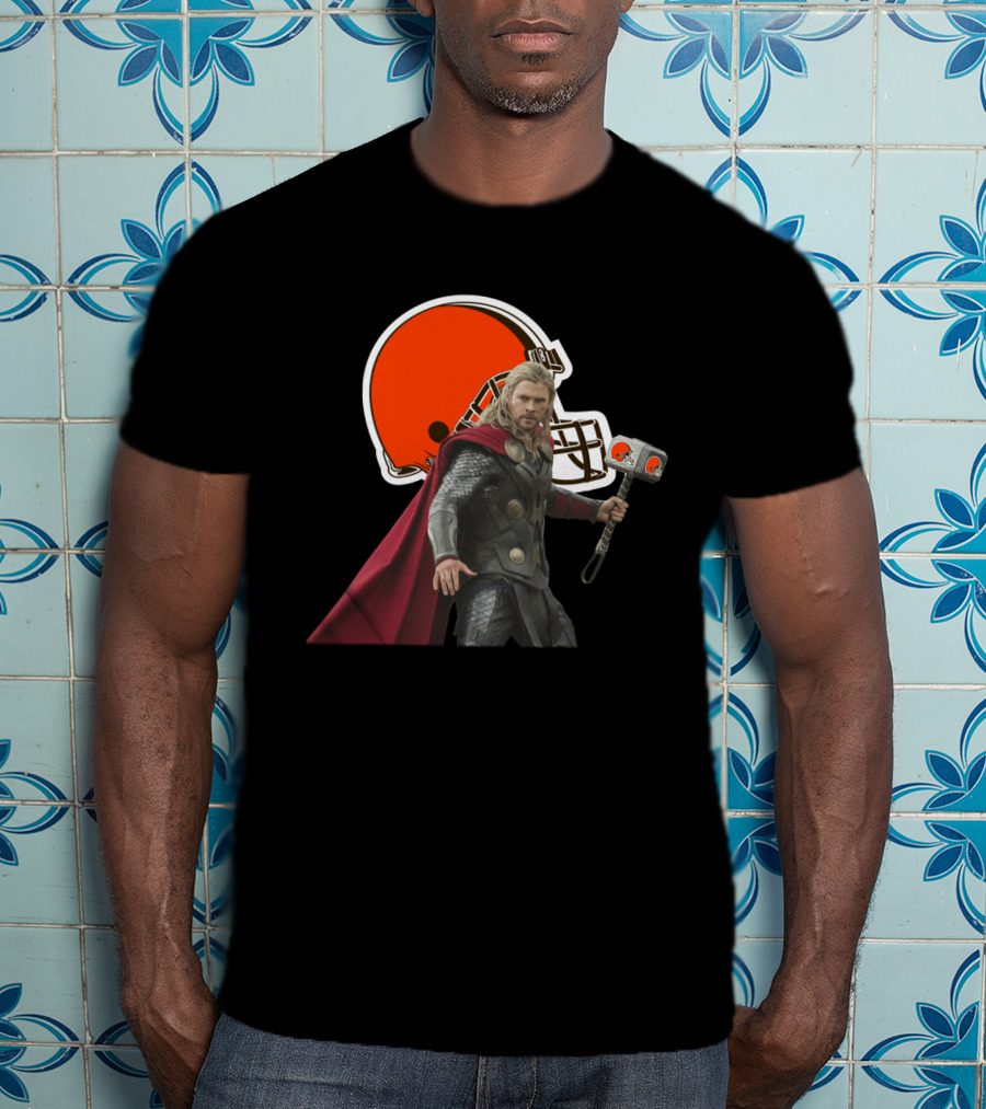 Cleveland Browns Thor Crossover Helmet And Hammer T-Shirt