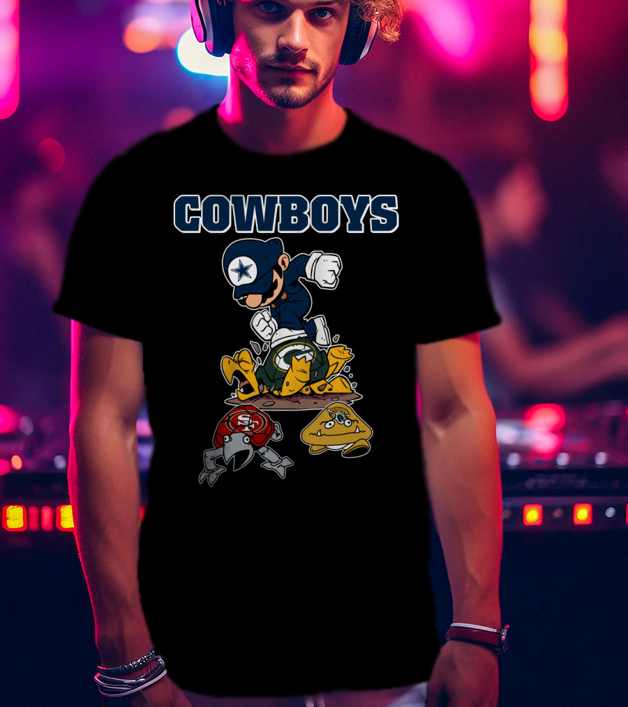Cowboys Star Character Over Nfl Team Mascots T-Shirt