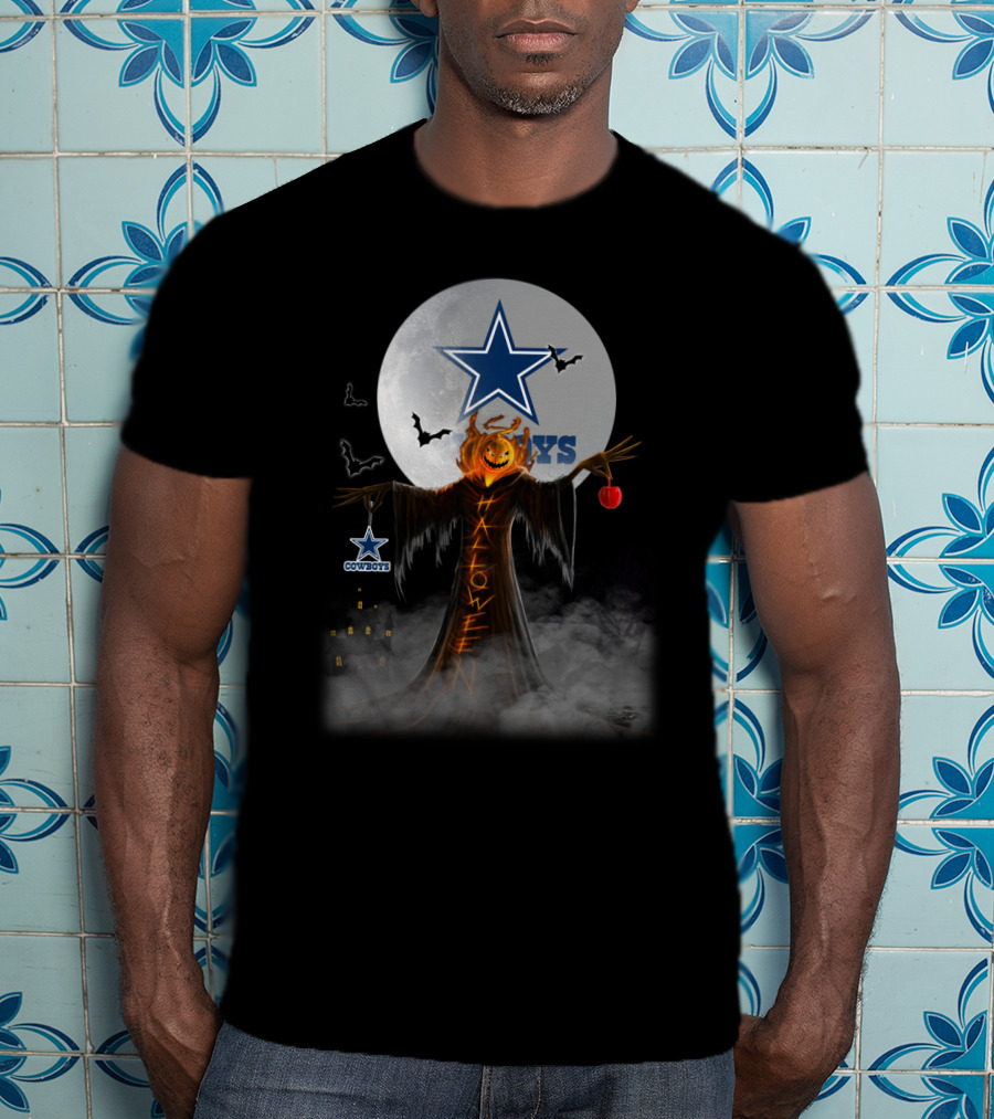 Halloween Dallas Cowboys Pumpkin Star Logo Bats Moon House T-Shirt