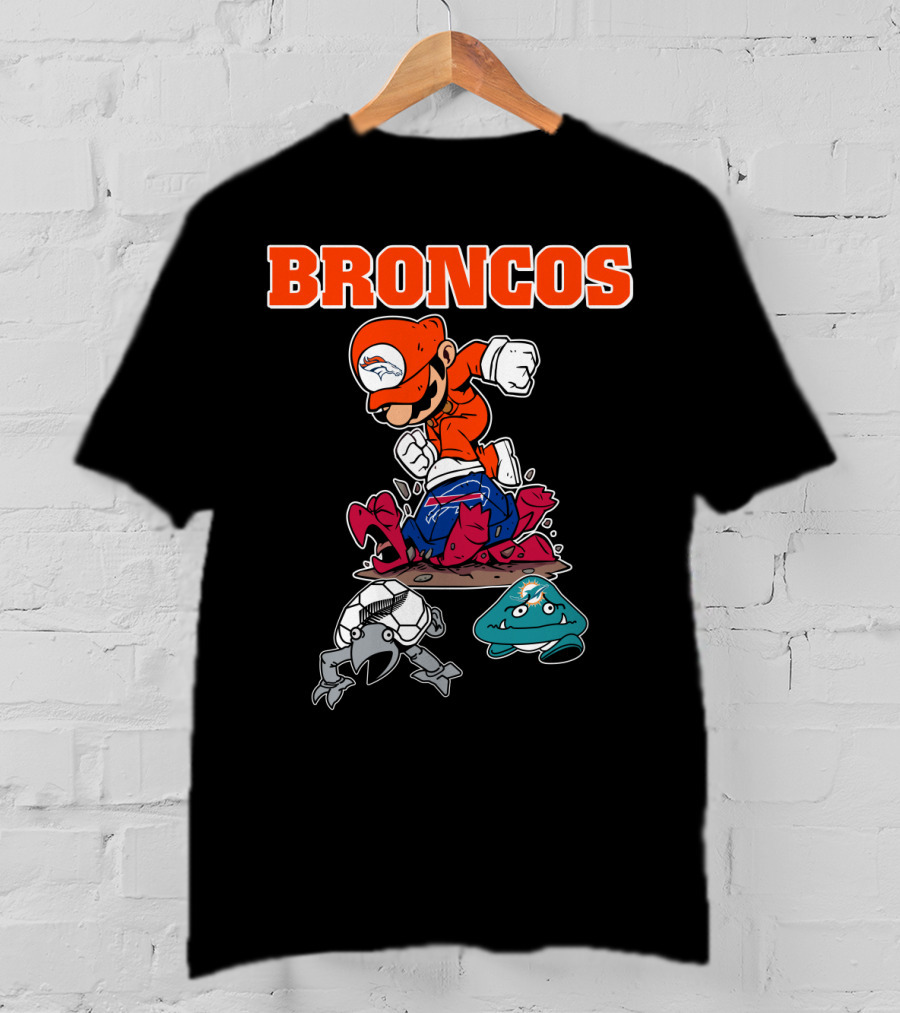 Broncos Denver Mario Jumping Over Enemies T-Shirt