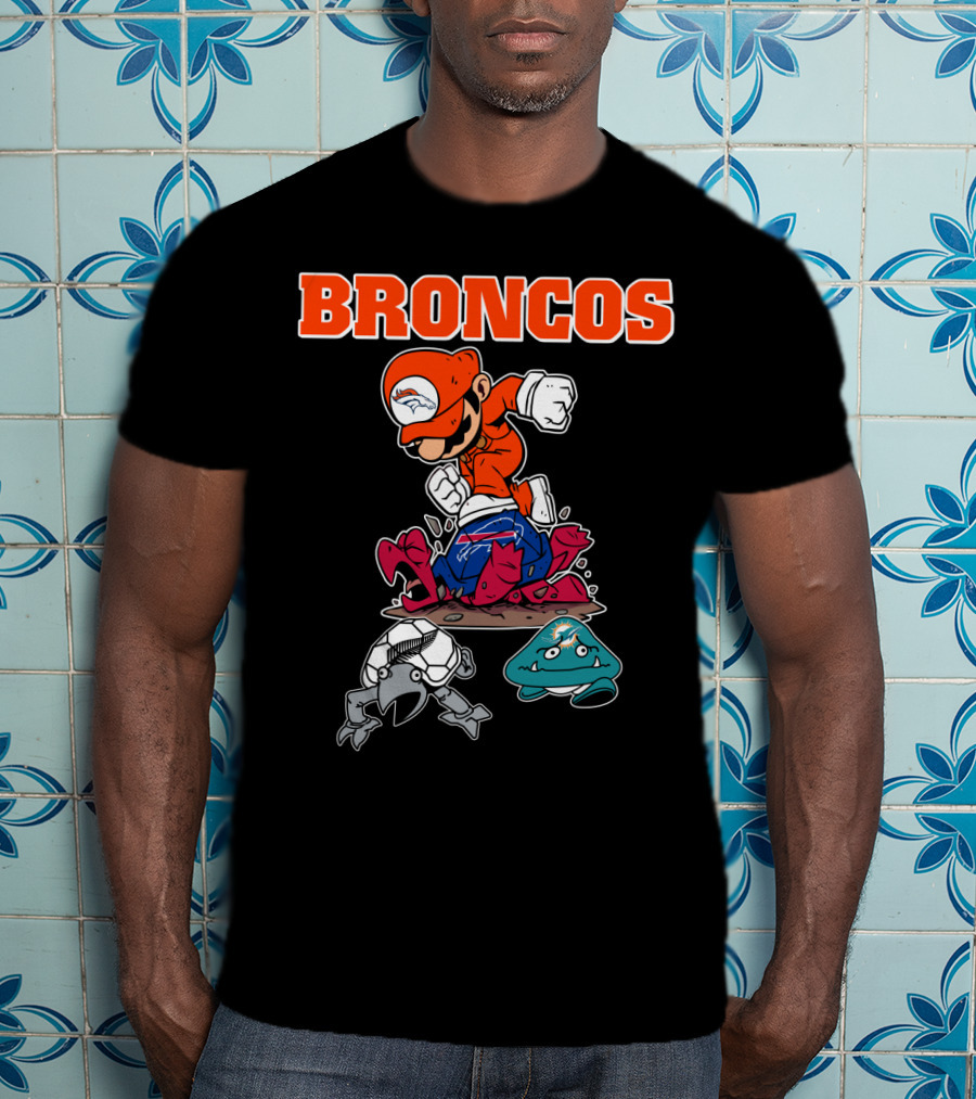Broncos Denver Mario Jumping Over Enemies T-Shirt