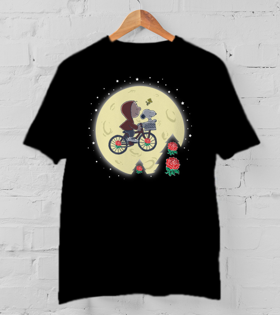 Halloween England Rugby Rfu Moonlit Ride With Cartoon Dog Roses T-Shirt