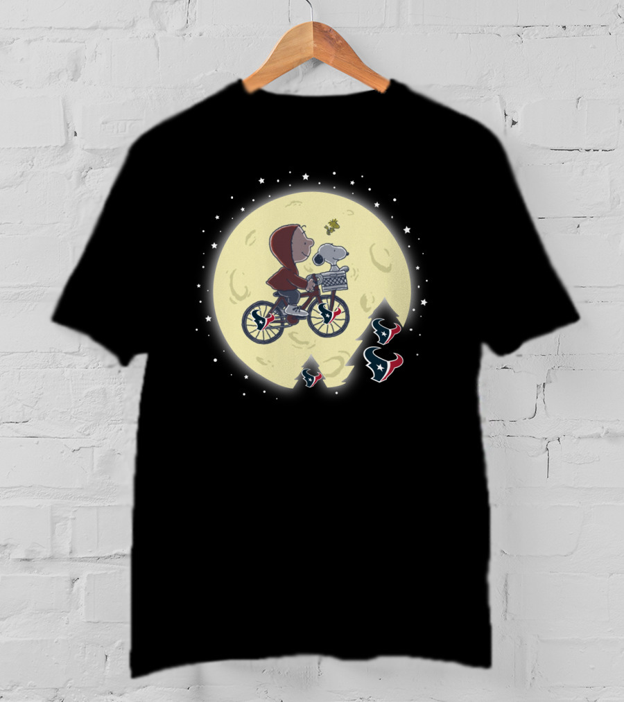 Halloween Houston Texans E.t. Inspired Ride With Snoopy T-Shirt