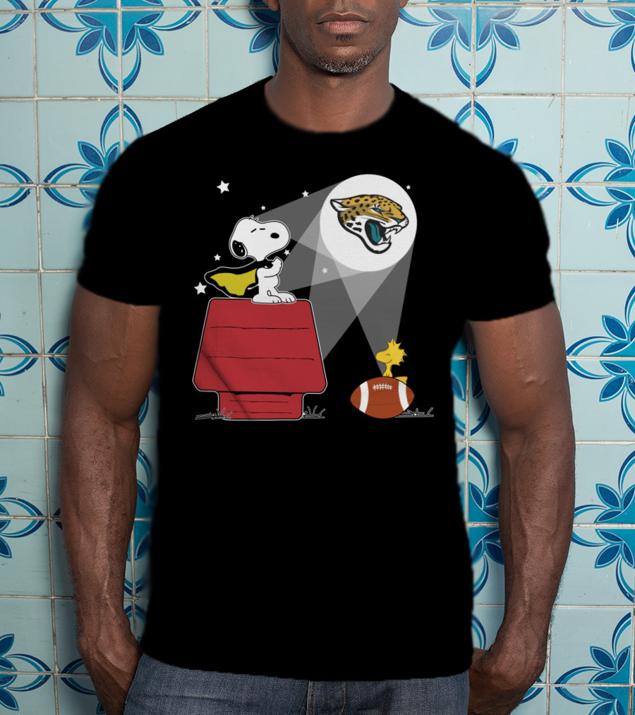 Snoopy And Woodstock Jacksonville Jaguars Football Beagle Moonlight Beam T-Shirt