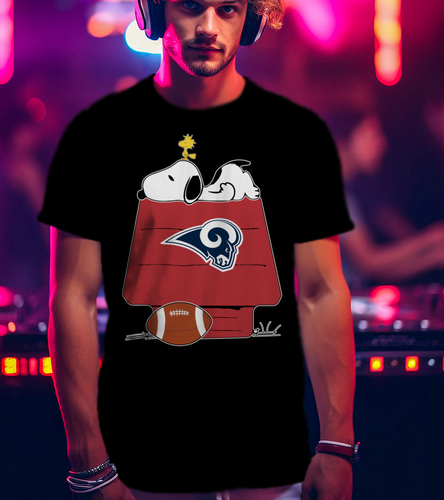 Snoopy And Woodstock Los Angeles Rams Doghouse Nfl Football T-Shirt