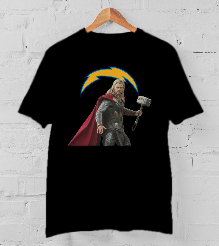 Los Angeles Chargers Thor Lightning Hammer Crossover T-Shirt