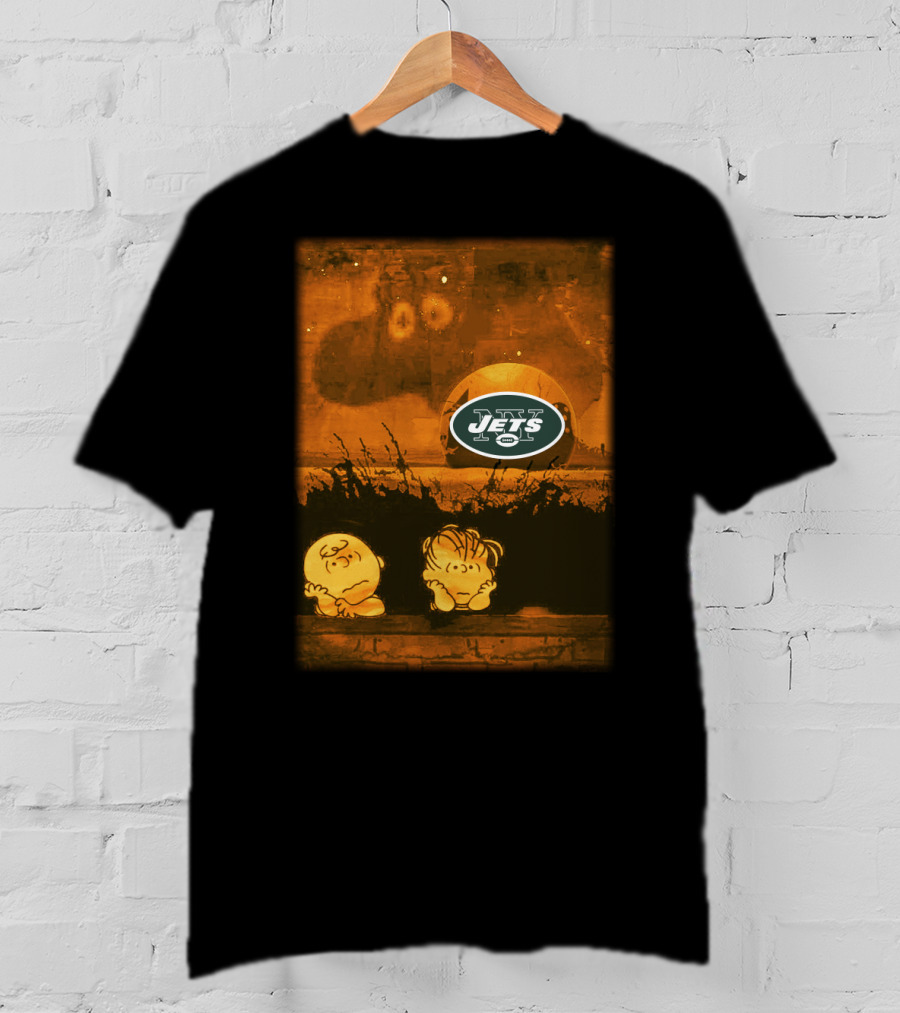 New York Jets Halloween Peanuts Football Night Scene T-Shirt