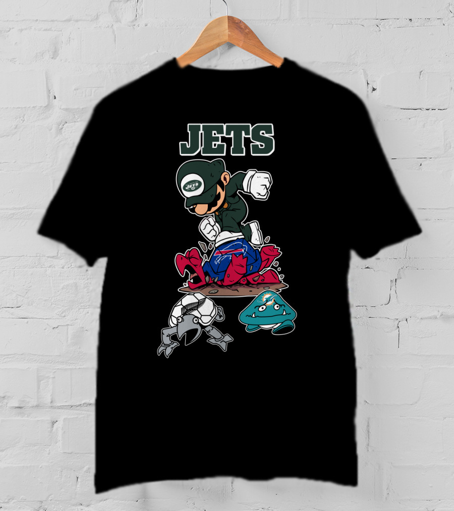 New York Jets Mascot Graphic With Cartoon Characters T-Shirt