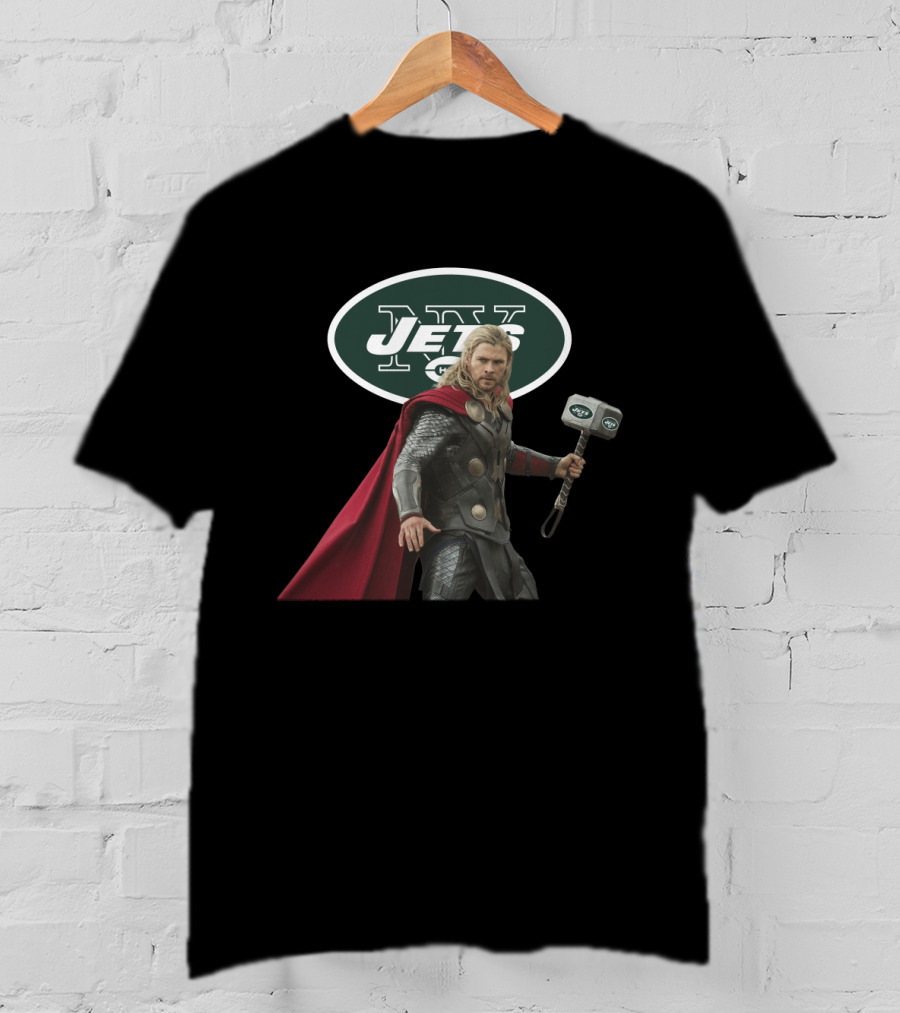 New York Jets Thor Wields Hammer T-Shirt