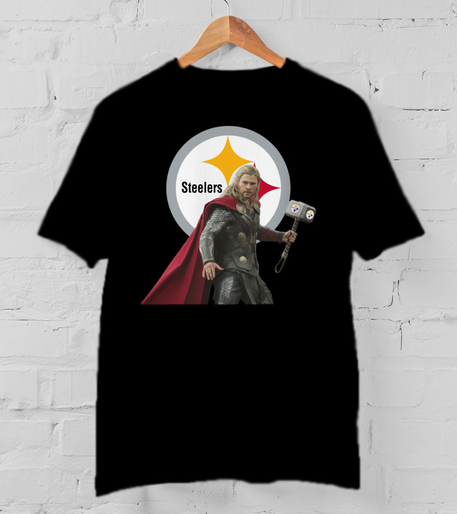 Steelers And Red Cape Hero With Hammer T-Shirt