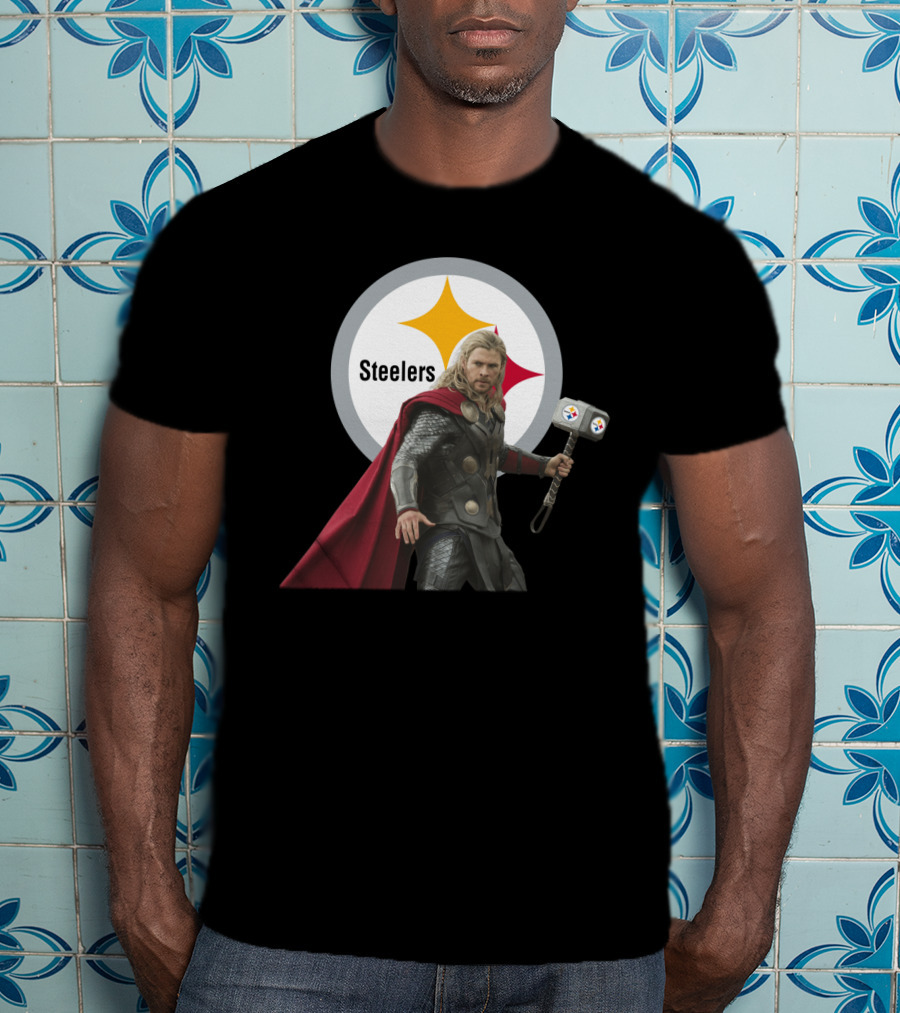 Steelers And Red Cape Hero With Hammer T-Shirt