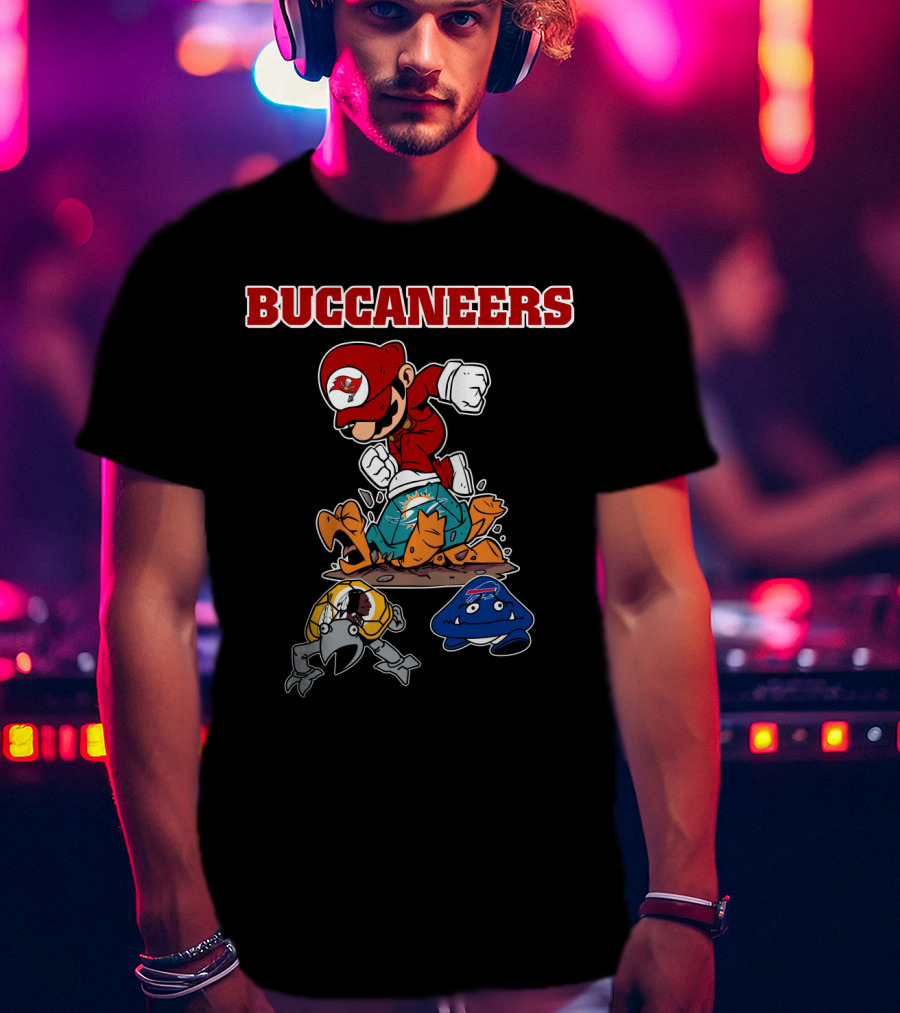 Buccaneers Mario Parody Jumping On Rivals T-Shirt