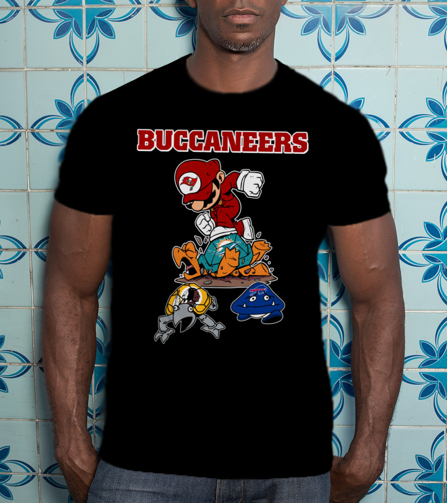 Buccaneers Mario Parody Jumping On Rivals T-Shirt