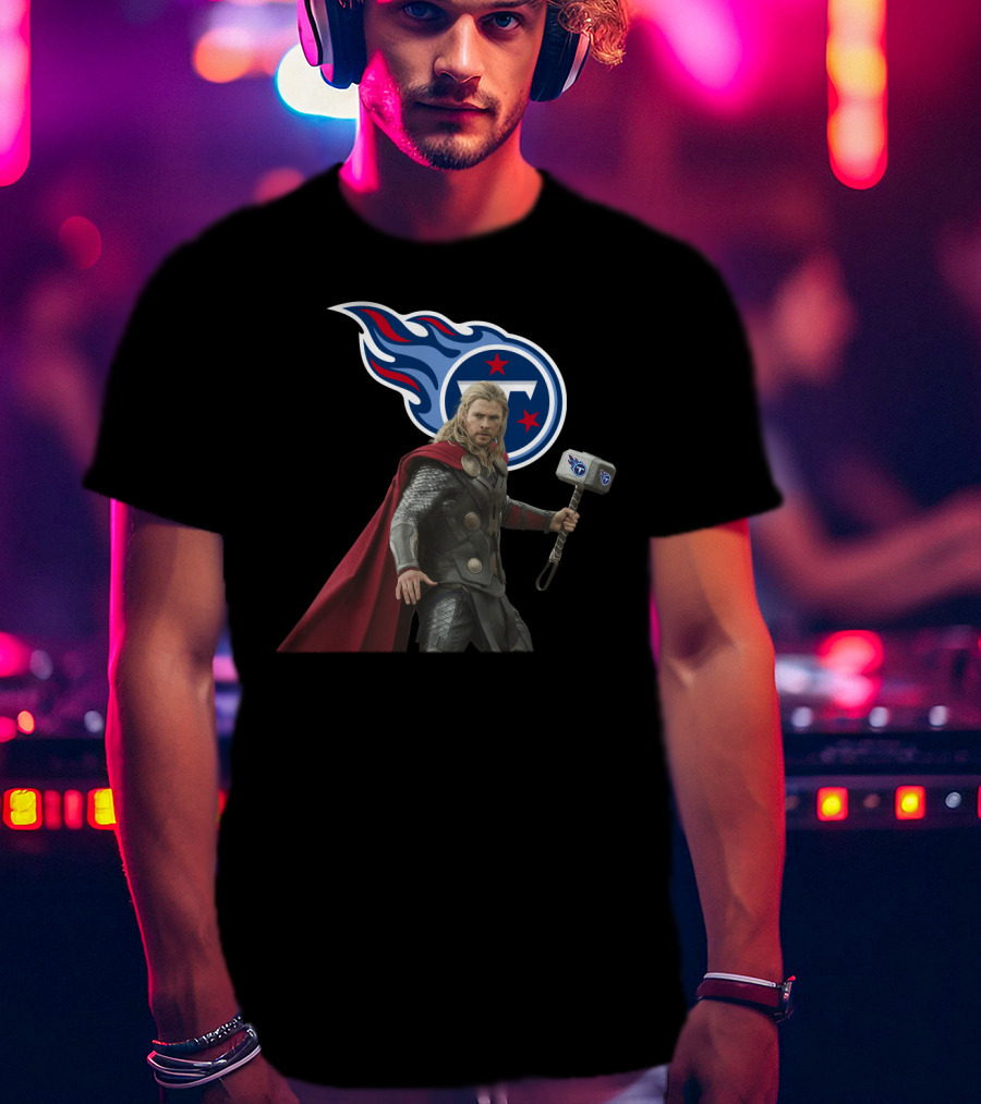 Tennessee Titans Thor Nfl Crossover With Hammer T-Shirt