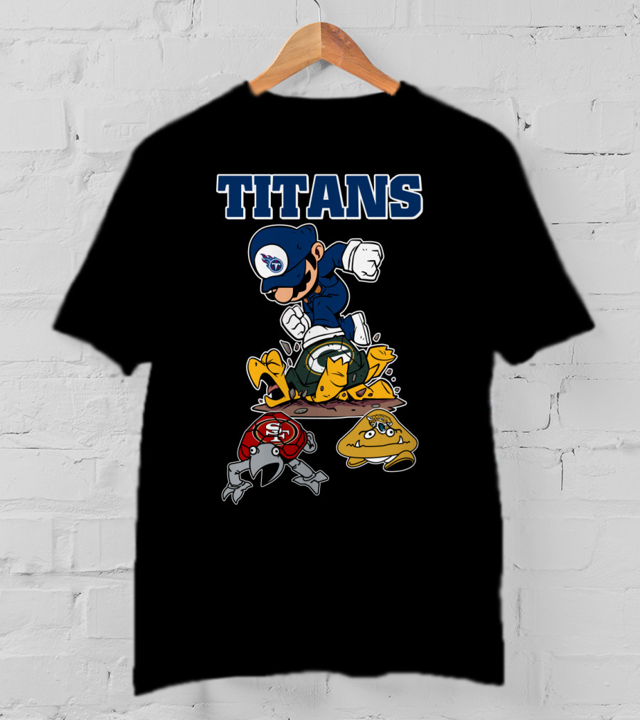Tennessee Titans Mario Style With Defeated Team Mascots T-Shirt
