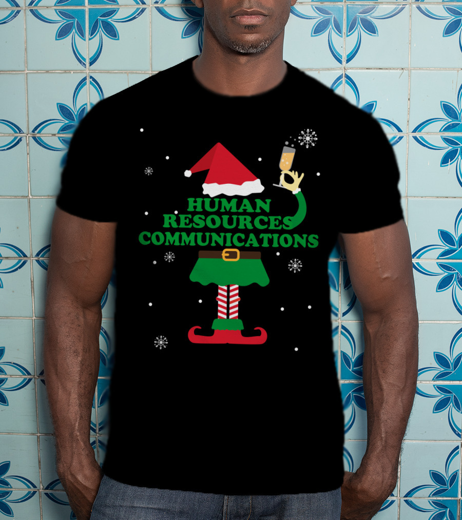 Human Resources Communications Elf Champagne Christmas T-Shirt