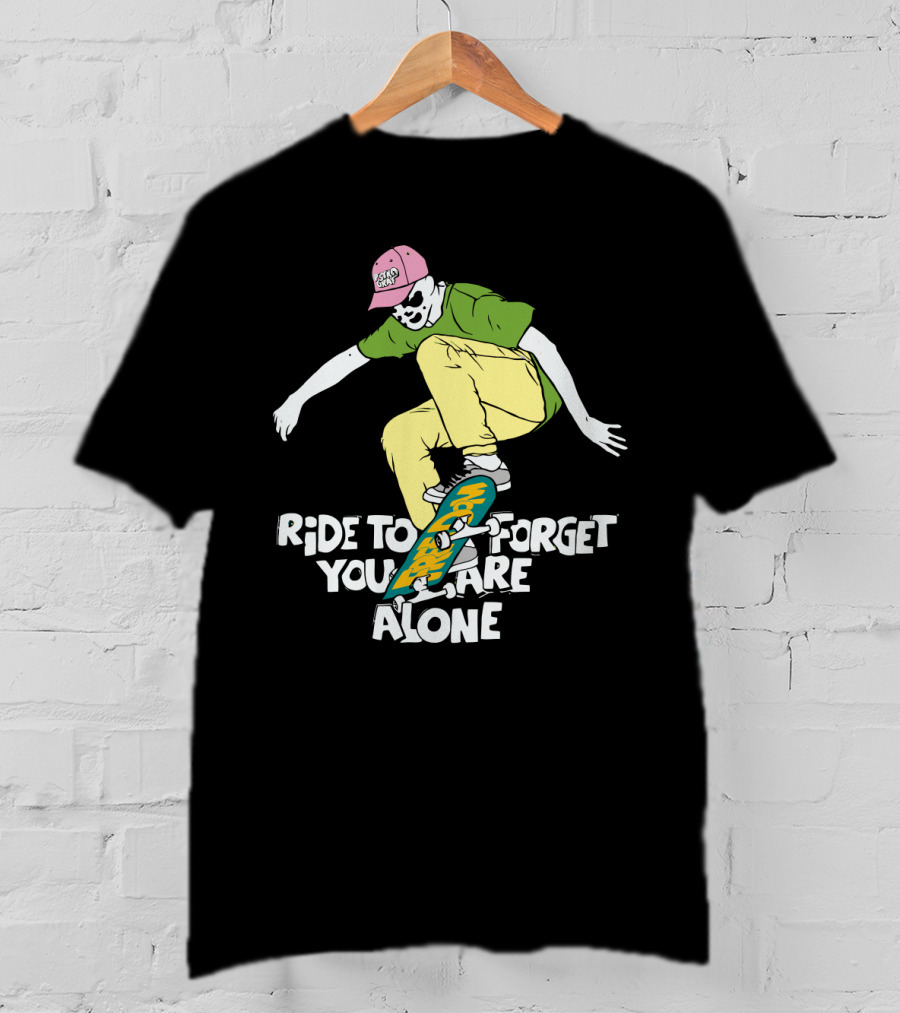 Ride To Forget You Are Alone Skateboard Freedom Skate Ride Rorschach T-Shirt