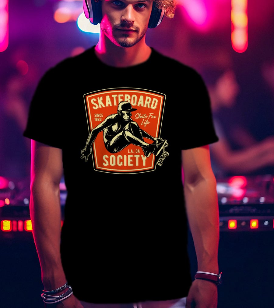 Skateboard Society Since 1983 L.a. Ca Skate For Life Vintage Skateboarding T-Shirt