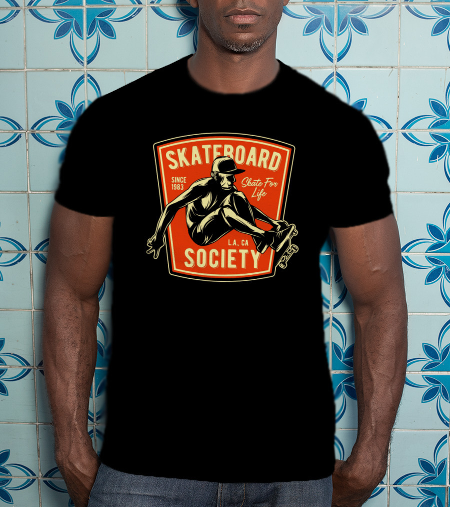 Skateboard Society Since 1983 L.a. Ca Skate For Life Vintage Skateboarding T-Shirt