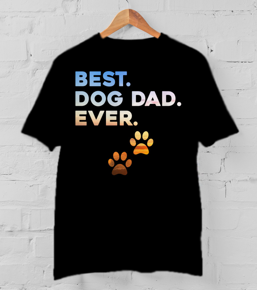 Best Dog Dad Ever Colorful Paw Print T-Shirt