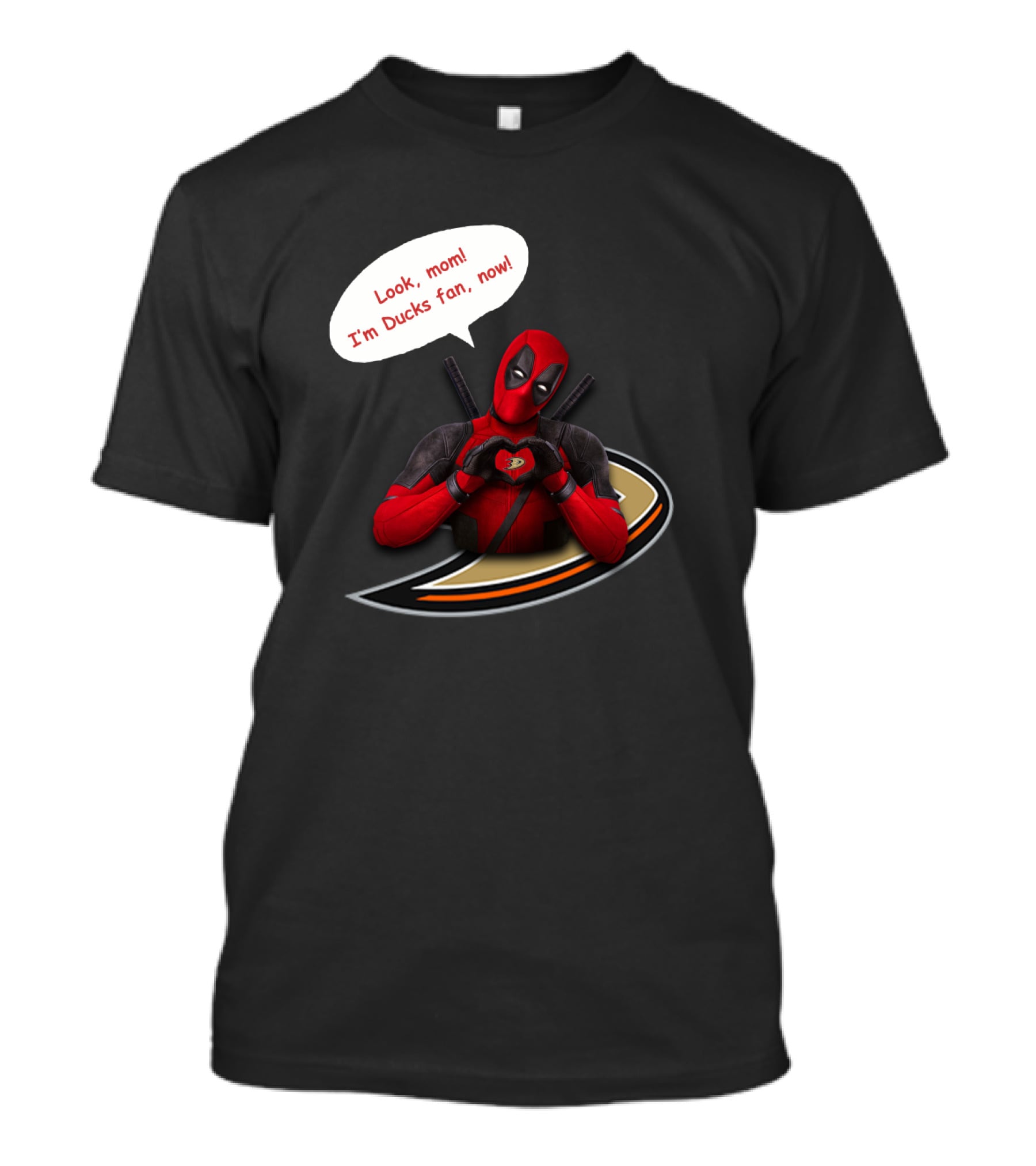 Anaheim Ducks Fan With Iconic Character In Red Suit T-Shirt