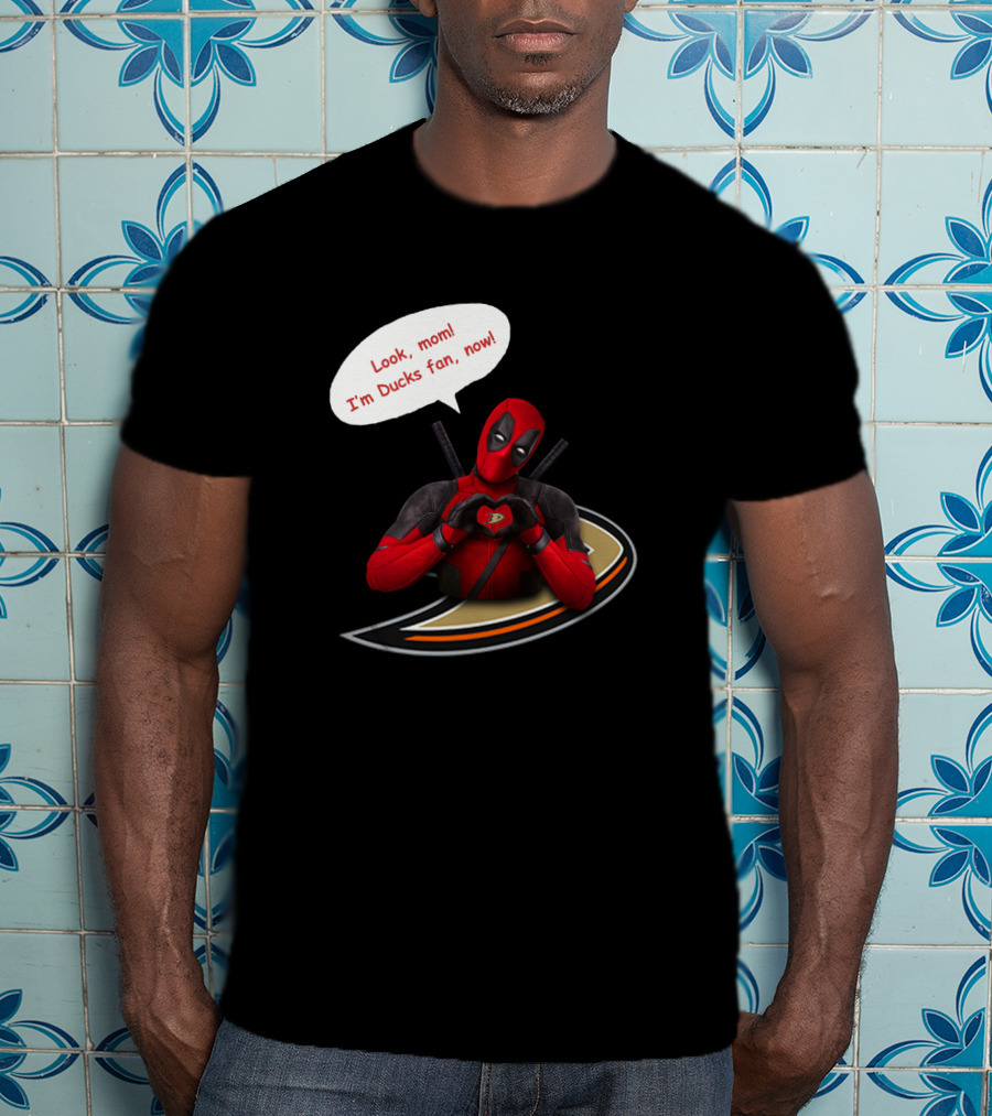 Anaheim Ducks Fan With Iconic Character In Red Suit T-Shirt