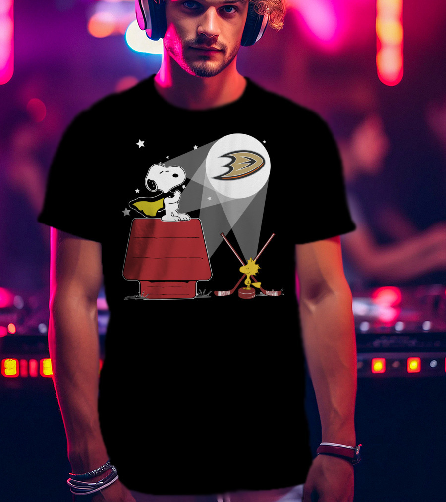 Anaheim Ducks Snoopy Woodstock Hockey Spotlight T-Shirt