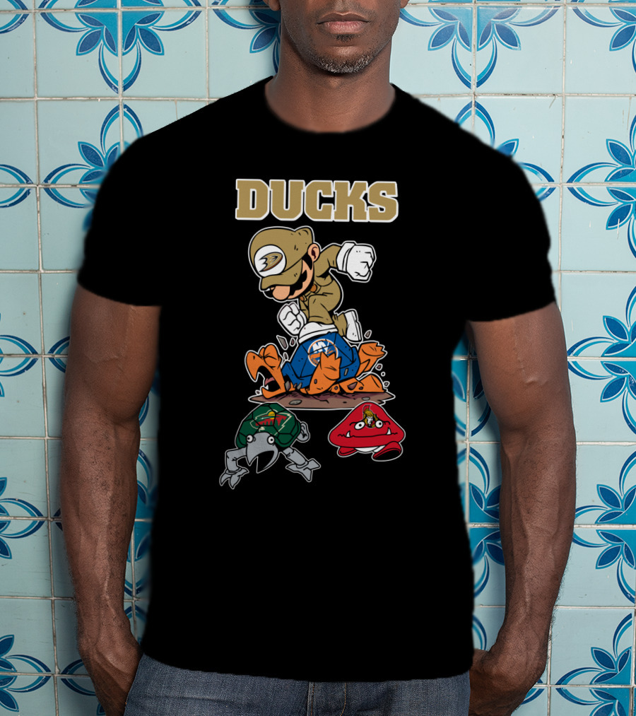 Ducks Anaheim Hockey Character Crossover And Team Logos T-Shirt