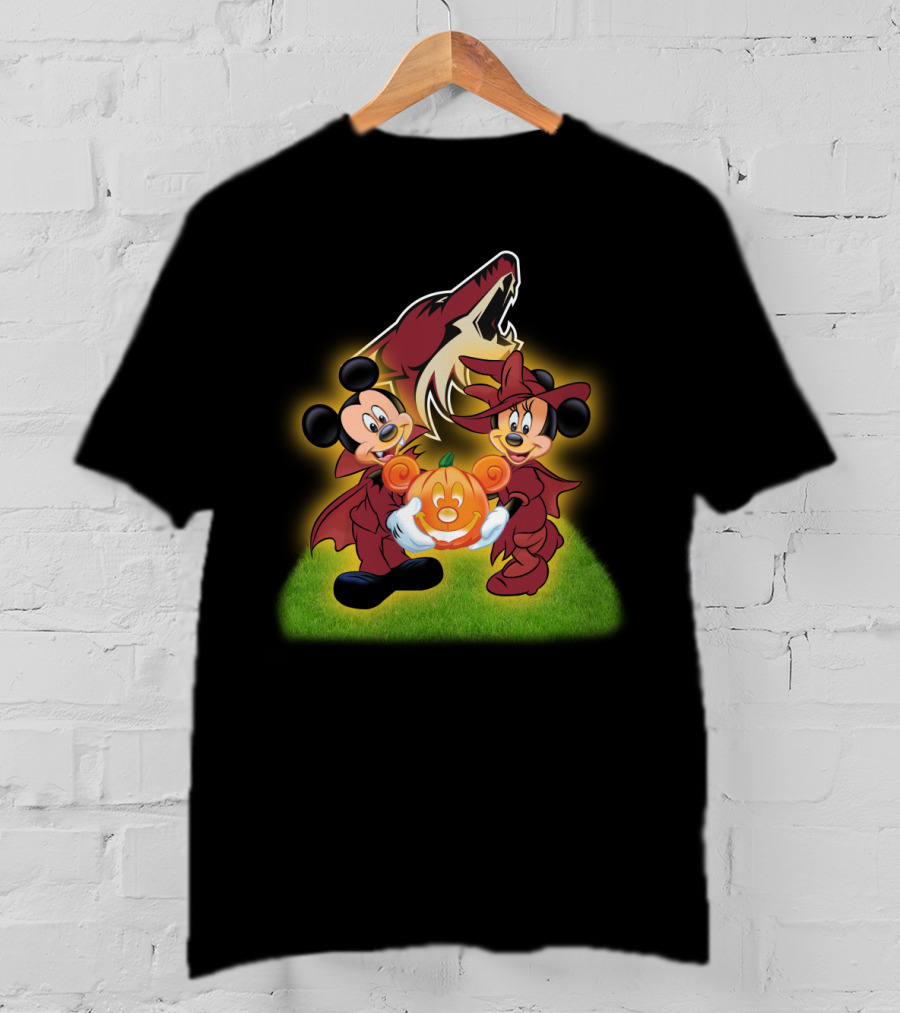 Halloween Arizona Coyotes Mickey Minnie Pumpkin T-Shirt