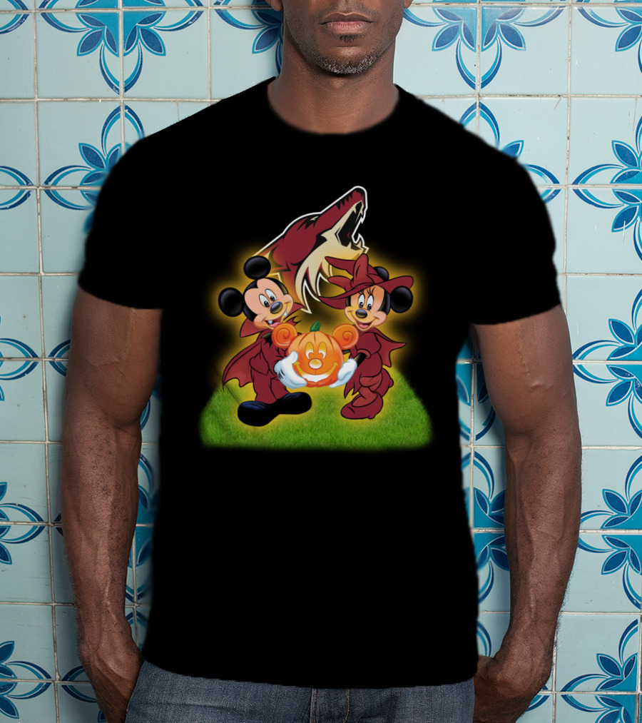 Halloween Arizona Coyotes Mickey Minnie Pumpkin T-Shirt