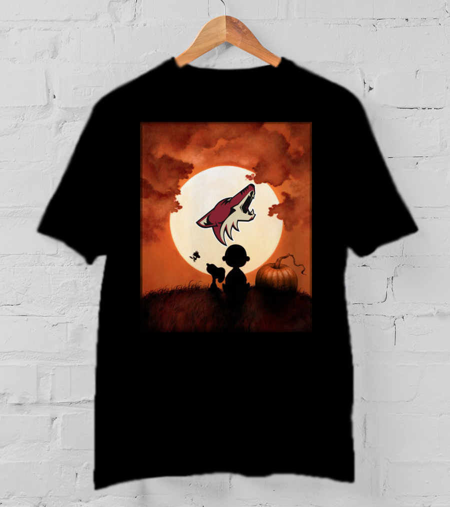 Arizona Coyotes Halloween Full Moon Pumpkin Scene T-Shirt