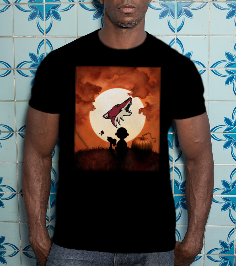 Arizona Coyotes Halloween Full Moon Pumpkin Scene T-Shirt