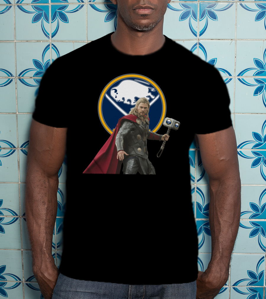 Buffalo Sabres Thor Crossover With Mjolnir And Sabres T-Shirt