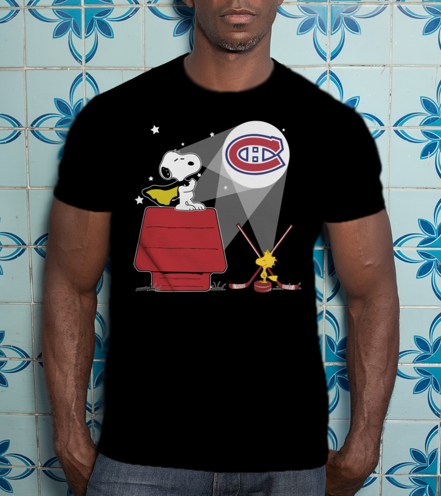Snoopy Woodstock Montreal Canadiens Logo Peanuts Crossover T-Shirt