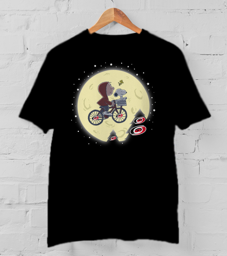 Carolina Hurricanes Halloween Moon Ride With Bicycle And Stars T-Shirt