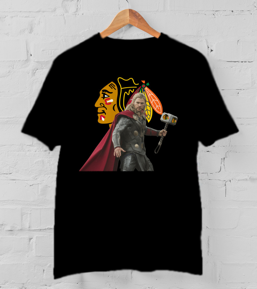 Chicago Blackhawks Thor Crossover With Hammer T-Shirt