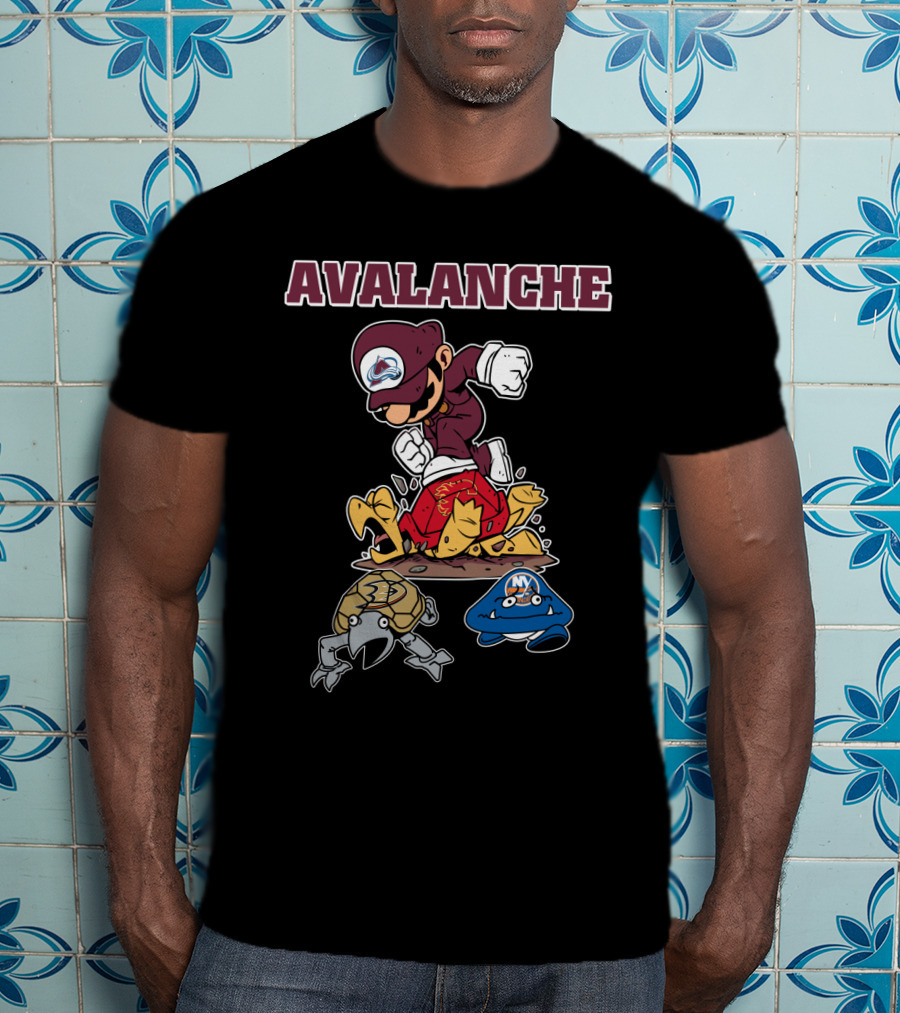 Avalanche Colorado Mario Hockey Theme T-Shirt