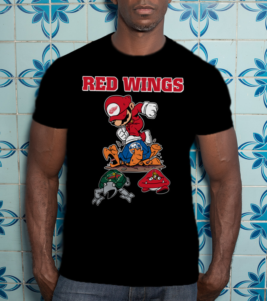 Red Wings Retro Cartoon Mascot T-Shirt
