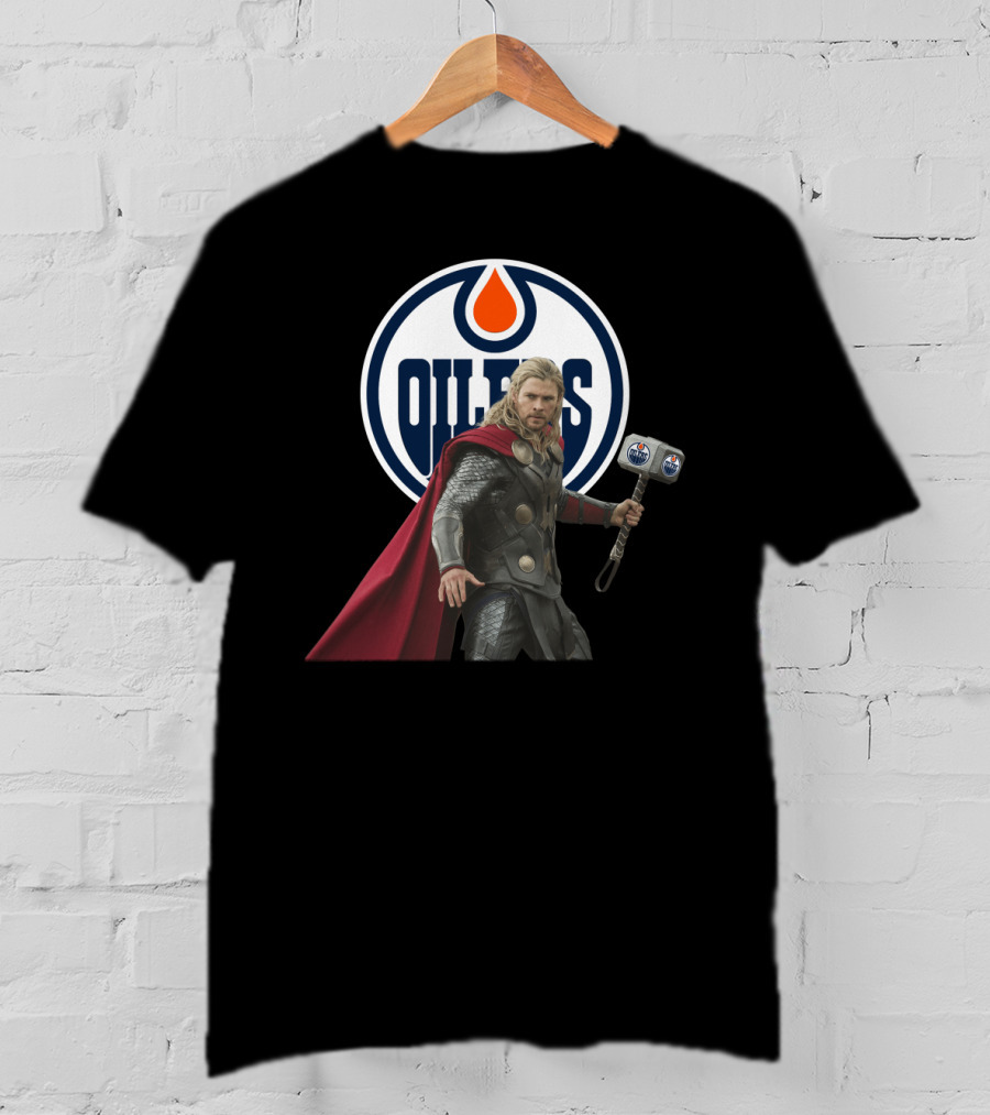 Edmonton Oilers Marvel Thor Hammer T-Shirt