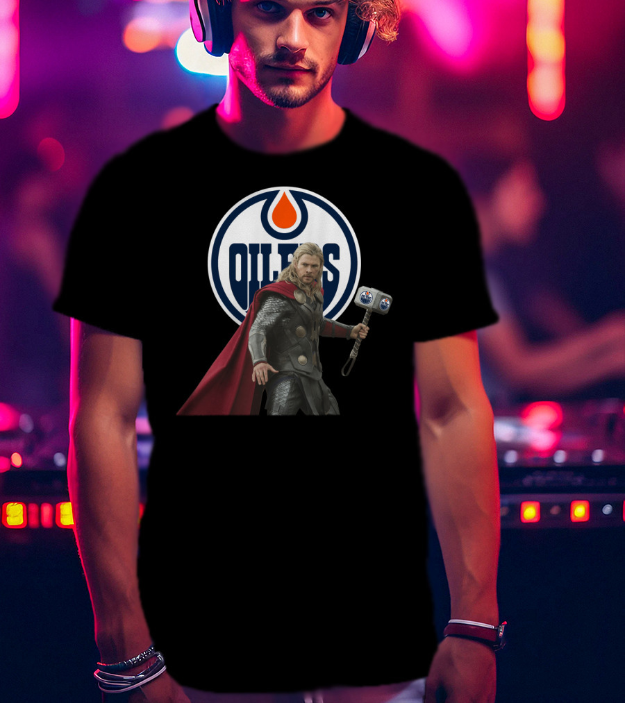 Edmonton Oilers Marvel Thor Hammer T-Shirt