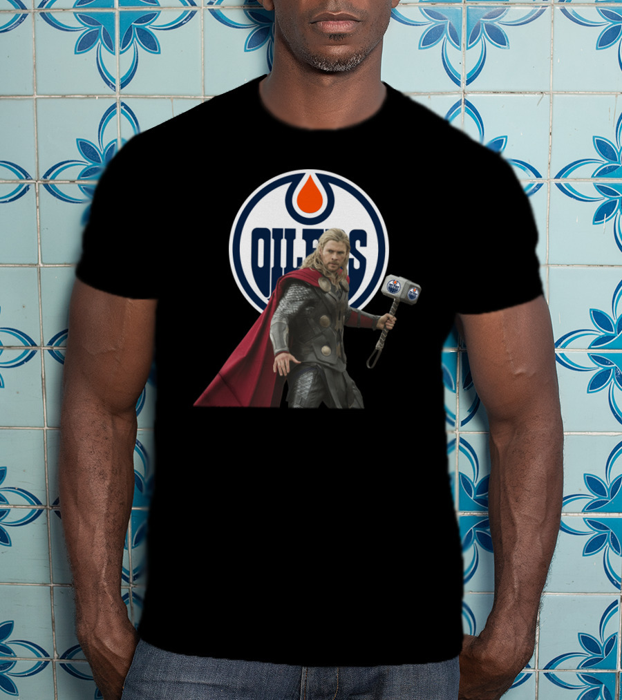 Edmonton Oilers Marvel Thor Hammer T-Shirt