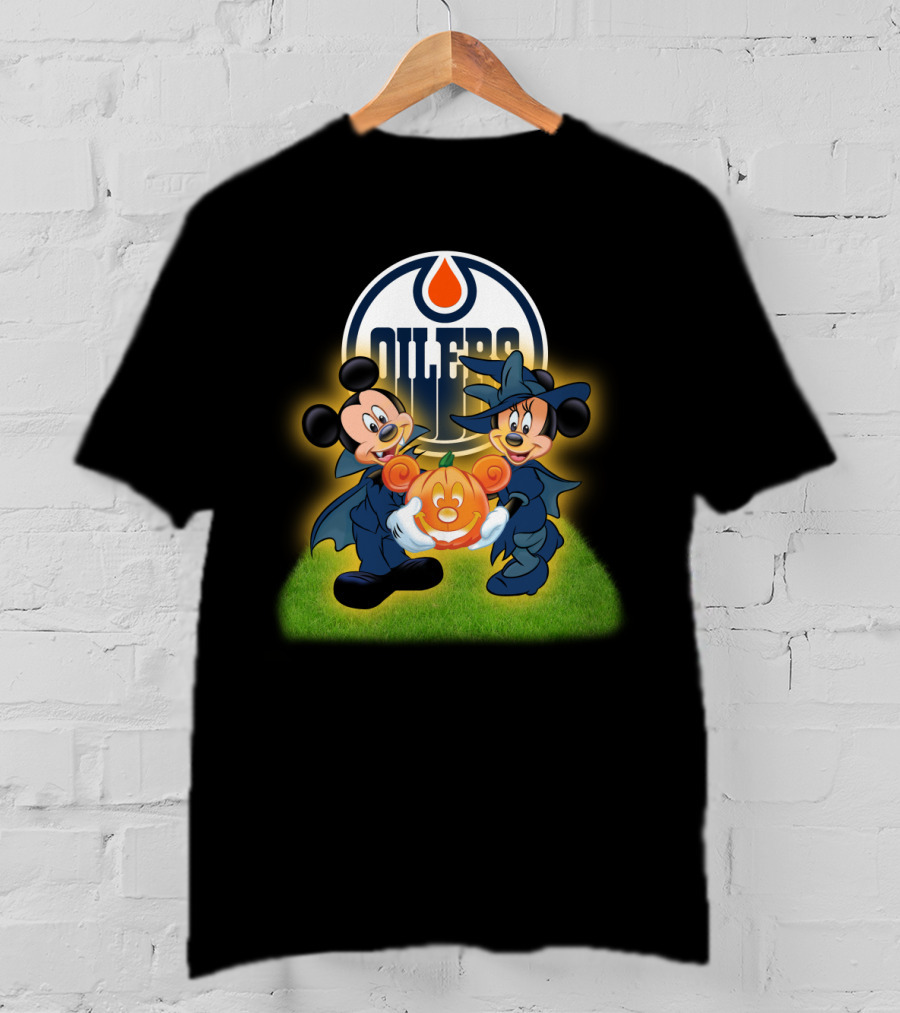 Edmonton Oilers Halloween Mickey And Friends Pumpkin T-Shirt