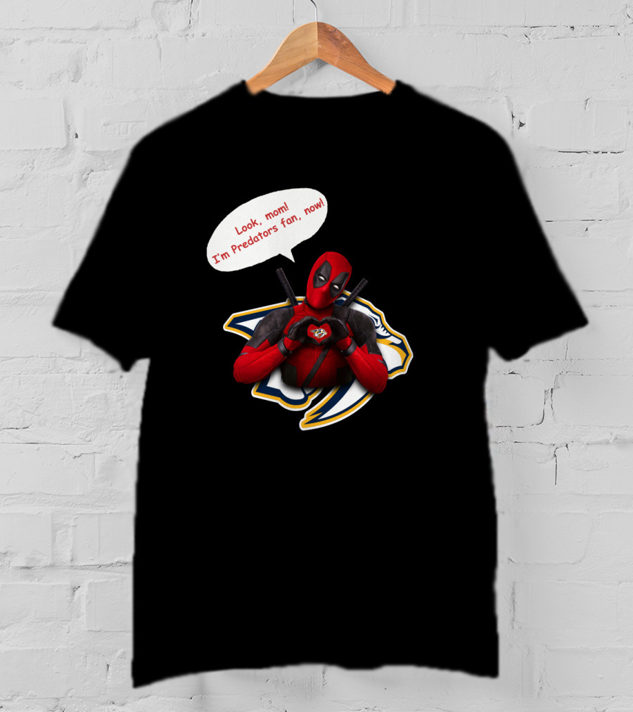 Nashville Predators Fan Now With Deadpool Image And Text T-Shirt
