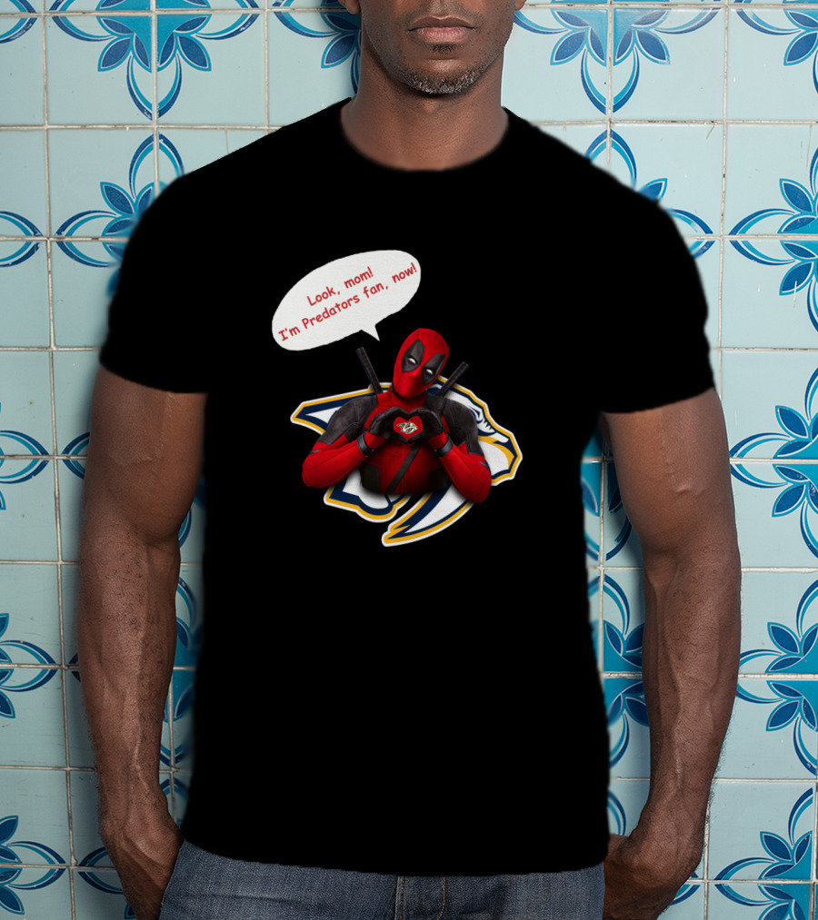 Nashville Predators Fan Now With Deadpool Image And Text T-Shirt