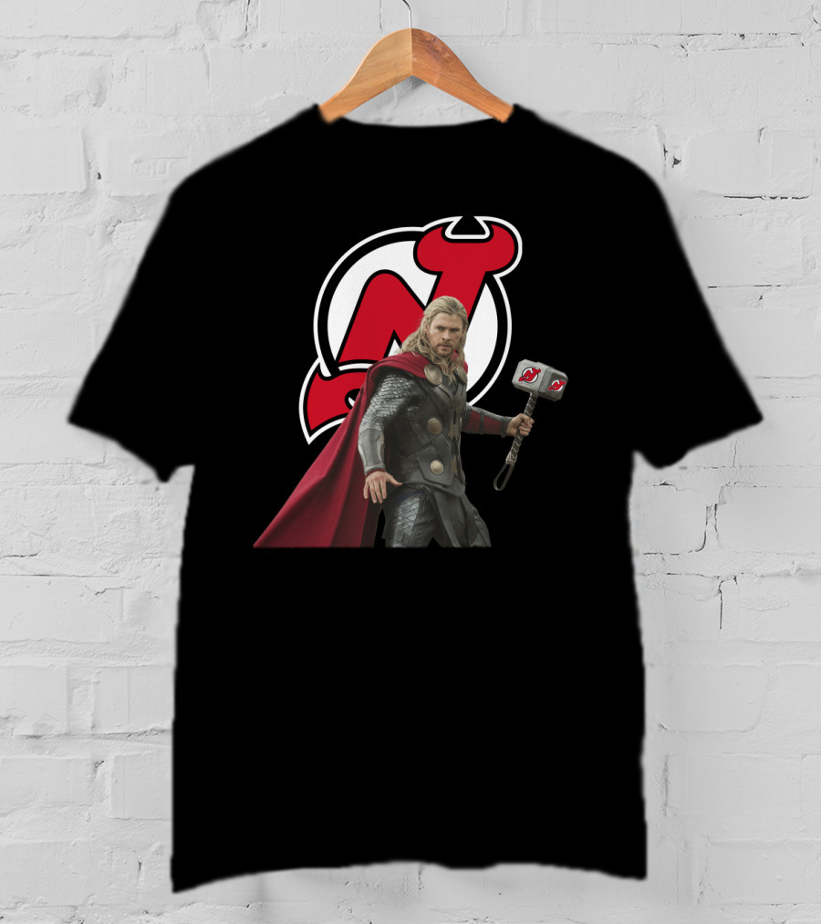 New Jersey Devils Thor Mjolnir Logo Mashup T-Shirt